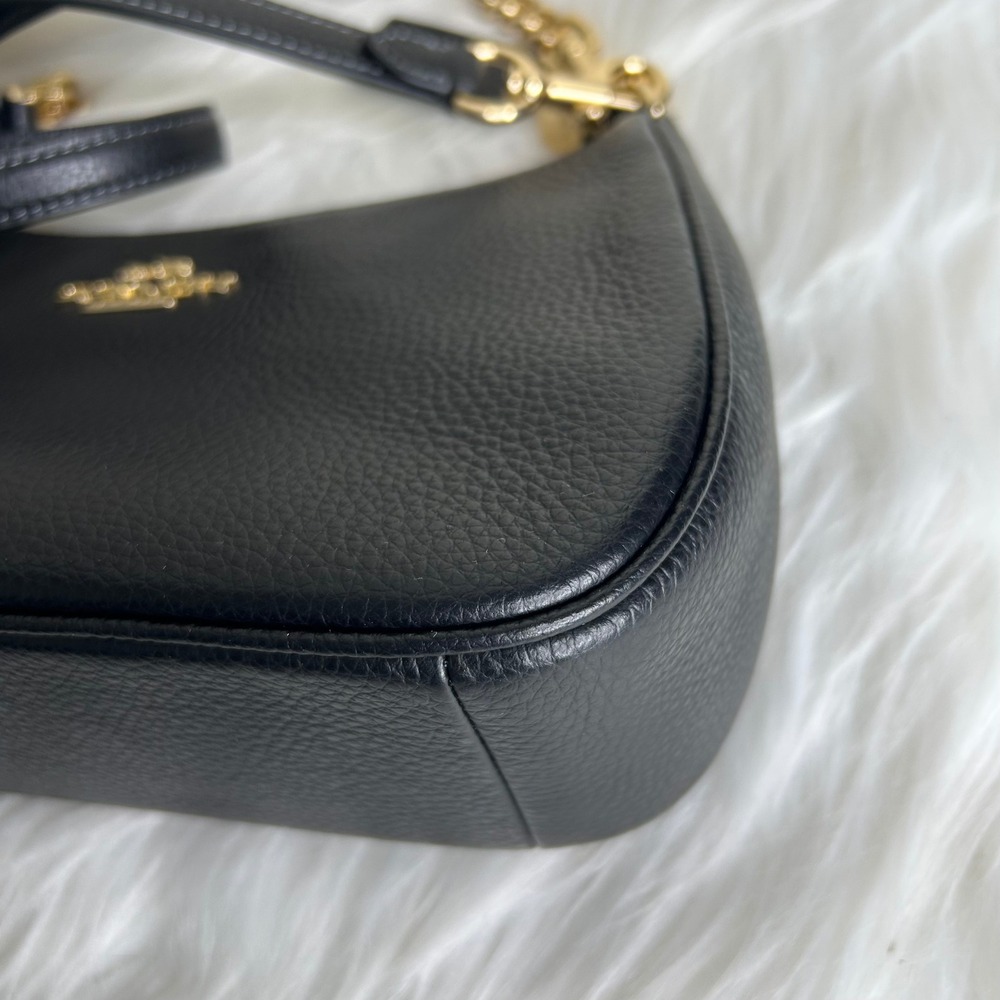 Coach Teri Black Pebbled Leather Shoulder Bag Excellent - Picture 5 of 12